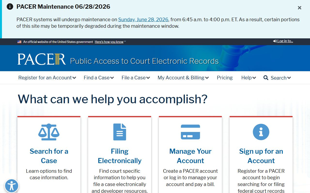 Oakland County court dockets PACER federal court record access