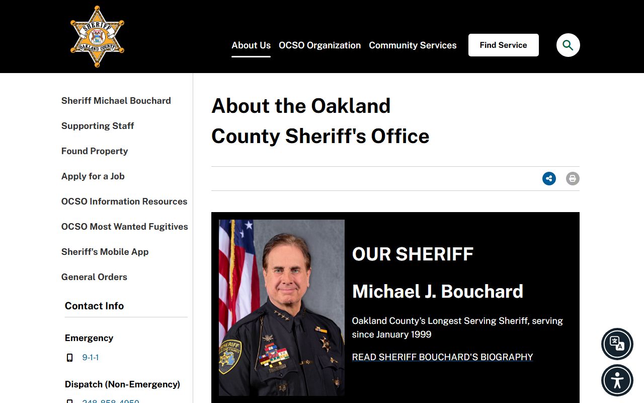 Oakland County Sheriff's Office inmate records and jail information