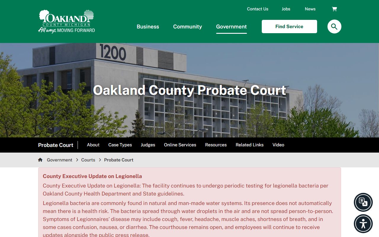 Oakland County probate records Probate Court home page
