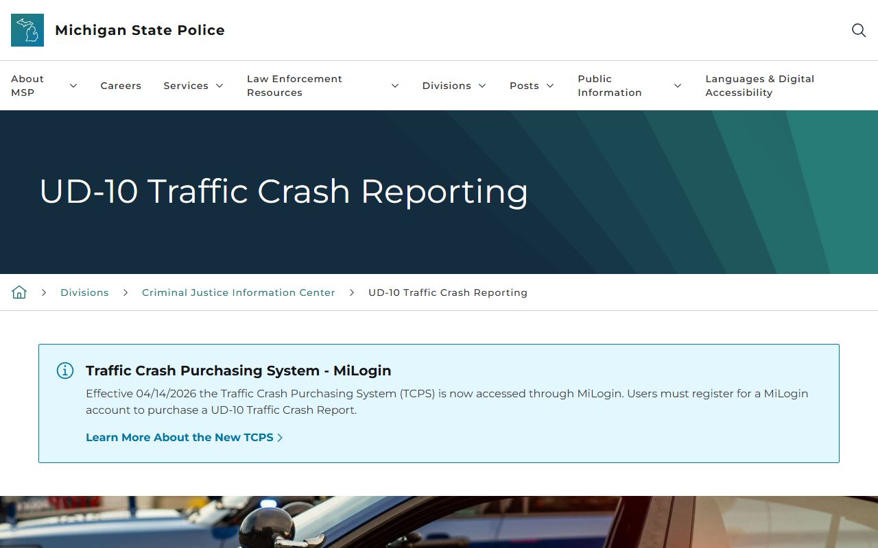Oakland County crash report request through the Michigan State Police traffic records unit