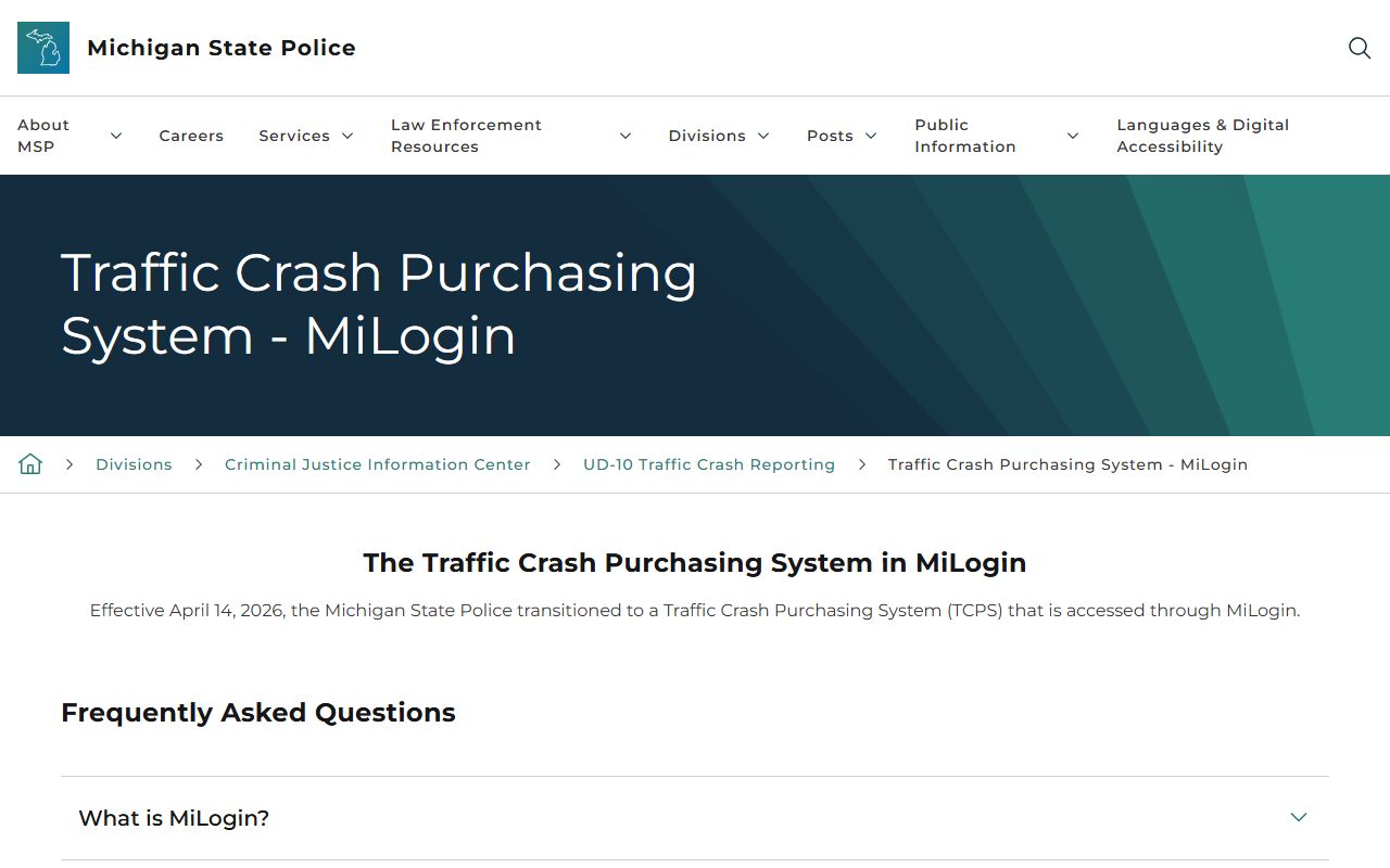 Oakland County traffic crash report purchasing search for Michigan crash records