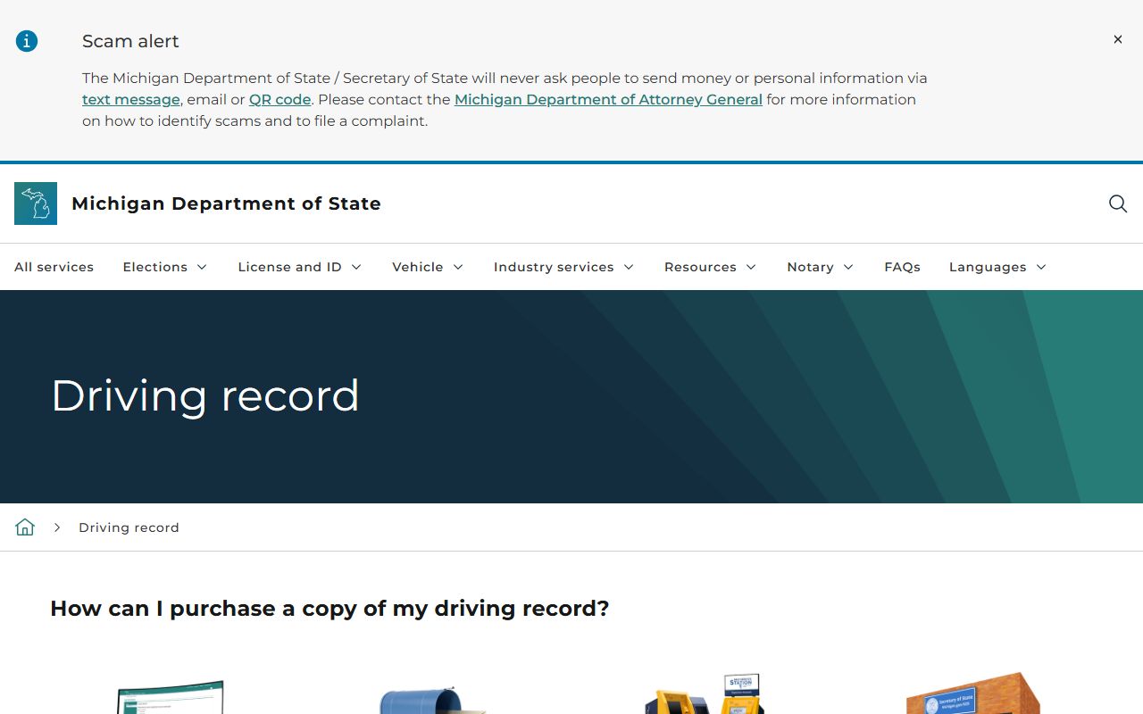 Oakland County drivers order a Michigan traffic driver record from the Secretary of State